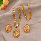 24K Jewelry sets wedding gold color for women African bridal Women's necklace earrings pendants jewellery set - Flexi Africa